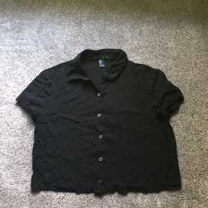 Cute black button down crop top